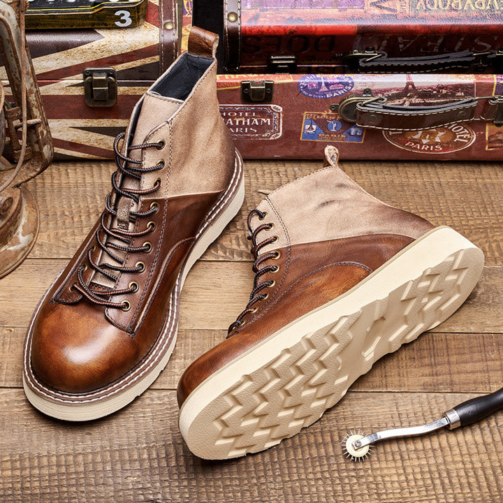 Men's Vintage Leather Motorcycle Ankle Boots