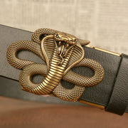 men's cobra buckle leather belt, view 2 - MRSLM