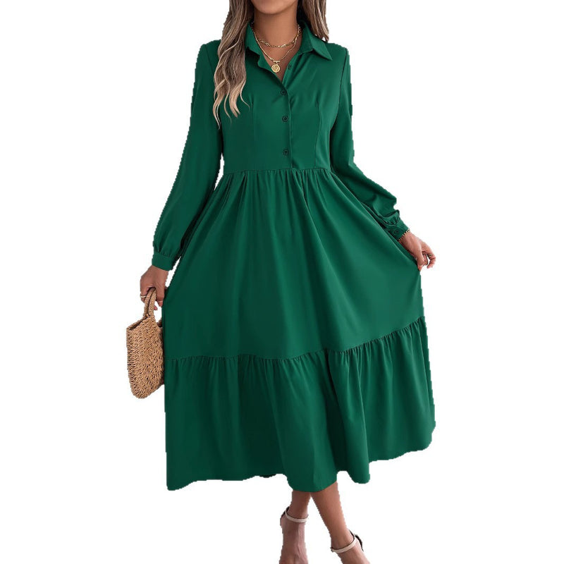 lapel loose ruffled shirt dress, view 5 - MRSLM