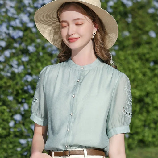 french puff sleeve blouse for women - MRSLM