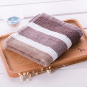 cotton striped bath and face towel, view 3 - MRSLM