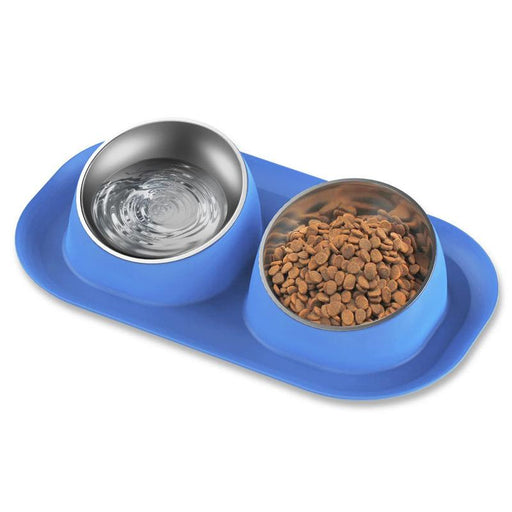 stainless steel tilted double dog bowl - MRSLM