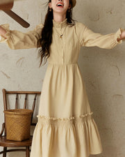 stand neck A-line dress, view 3 - MRSLM