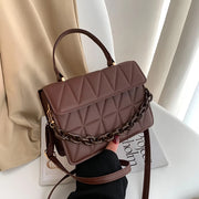 Chain-trimmed plaid crossbody bag, view 6 - MRSLM