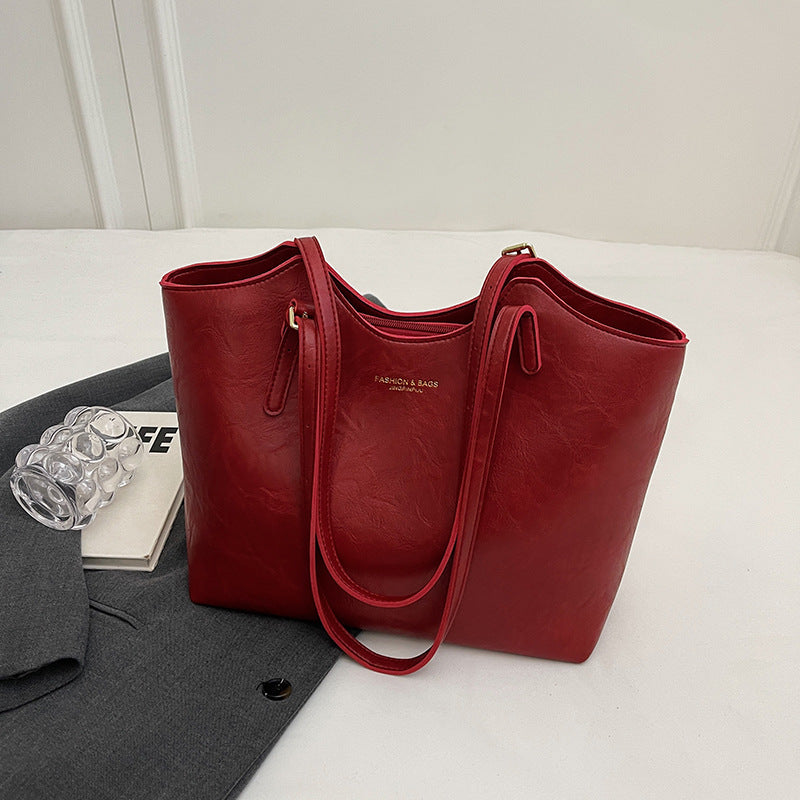 textured bucket tote bag, view 3 - MRSLM
