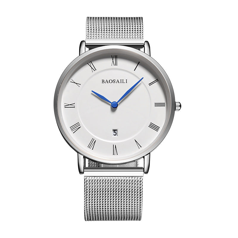 men's slim stainless steel business watch, view 8 - MRSLM