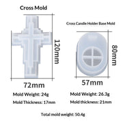 cross-shaped candle holder silicone mold, view 4 - MRSLM