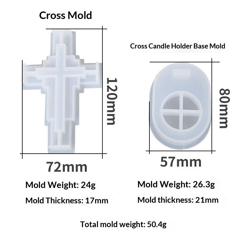cross-shaped candle holder silicone mold, view 4 - MRSLM