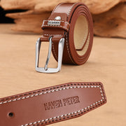 men's genuine cowskin leather belt, view 9 - MRSLM