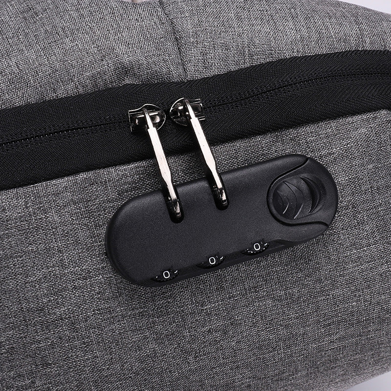 reflective men's backpack with lock, view 6 - MRSLM