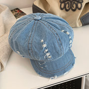 retro ripped denim beret, view 7 - MRSLM