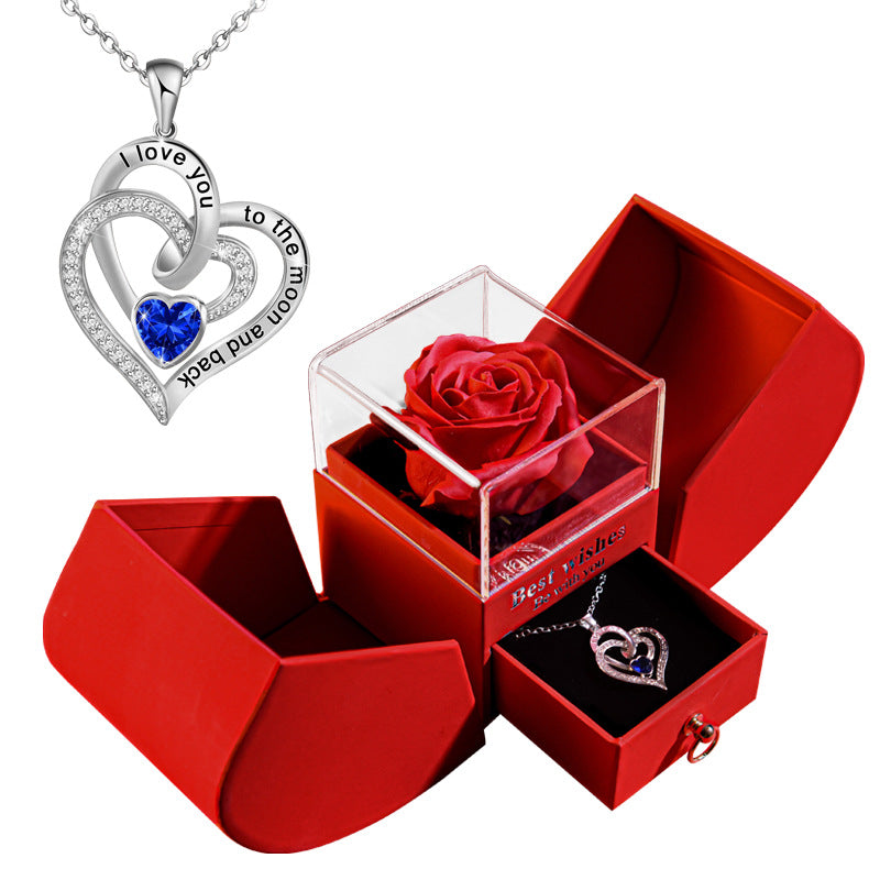 Preserved rose apple gift box with necklace, view 12 - MRSLM