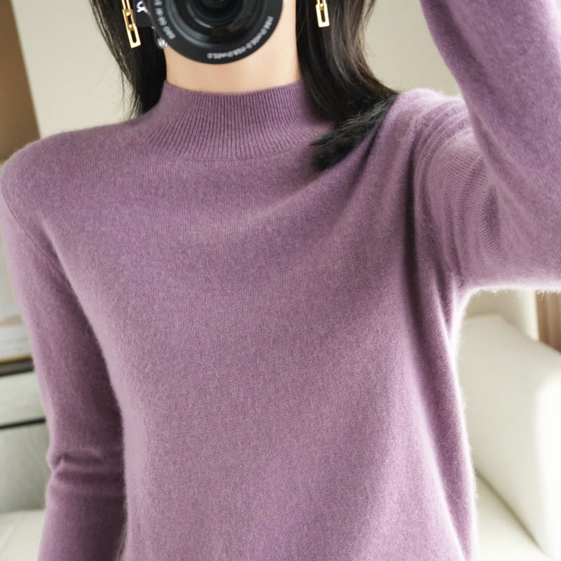 women's half turtleneck thin knit sweater, view 9 - MRSLM