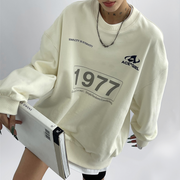 women's loose beige peplum sweatshirt, view 7 - MRSLM