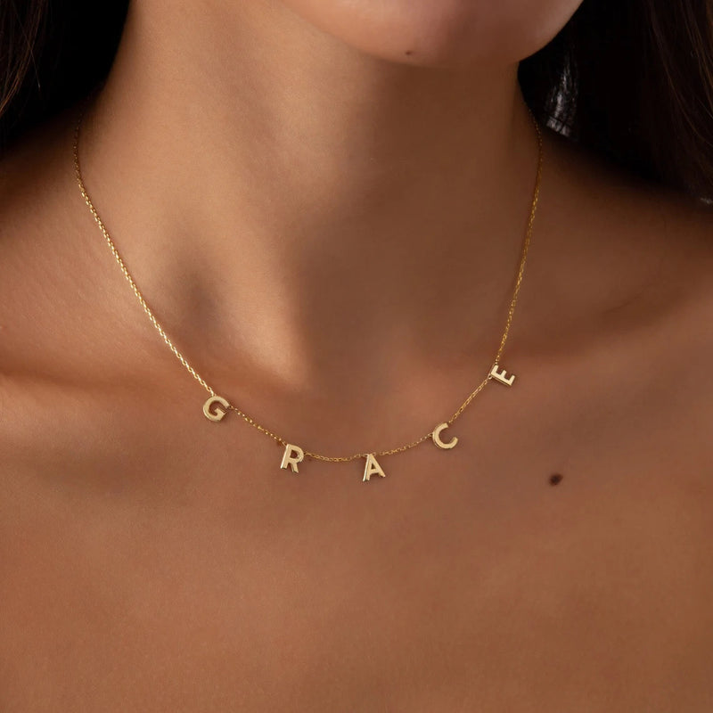 personalized letter name necklace - MRSLM