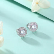 sterling silver round micro set zircon earrings - MRSLM