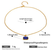 gold plated natural stone pendant necklace, view 5 - MRSLM