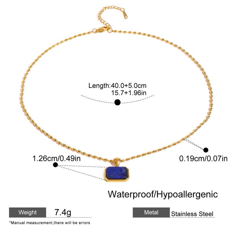 gold plated natural stone pendant necklace, view 5 - MRSLM