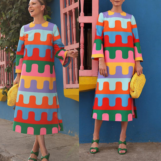 geometric print a-line dress - MRSLM