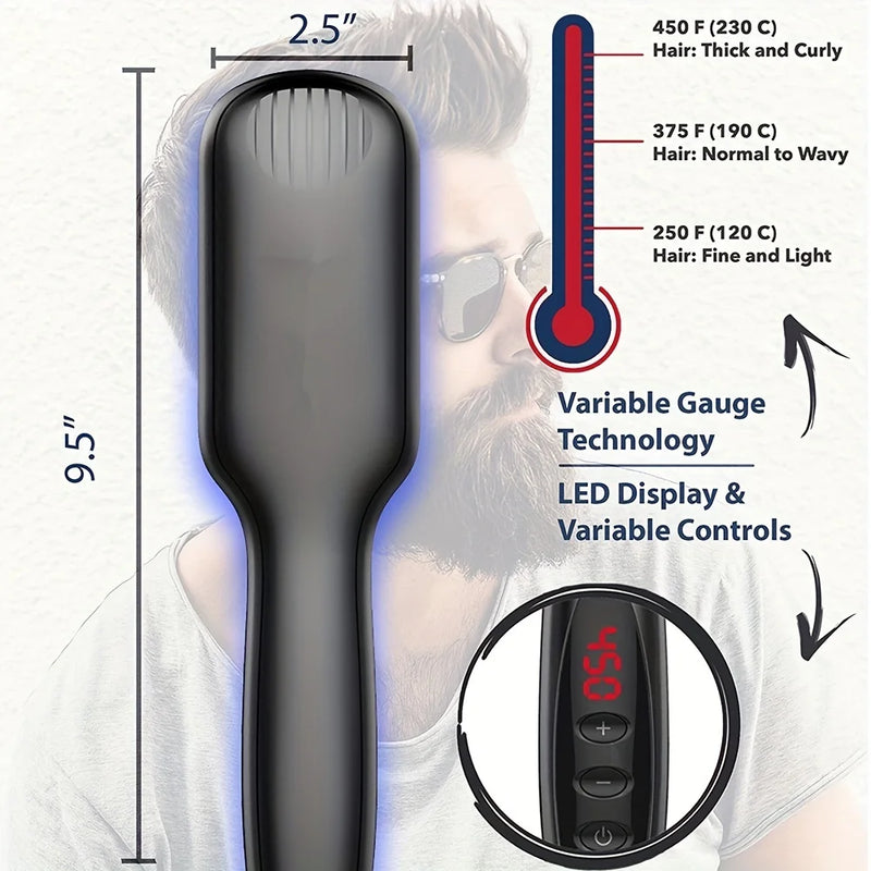 ceramic ionic hair straightener brush, view 7 - MRSLM