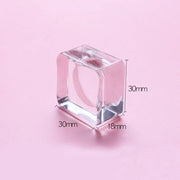 square crystal glass eyelash glue holder, view 3 - MRSLM