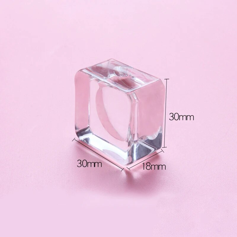 square crystal glass eyelash glue holder, view 3 - MRSLM
