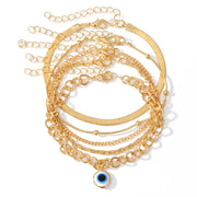 blue evil eye anklet bracelet, view 2 - MRSLM