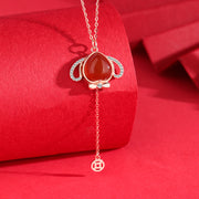 moving rabbit ear necklace, view 3 - MRSLM