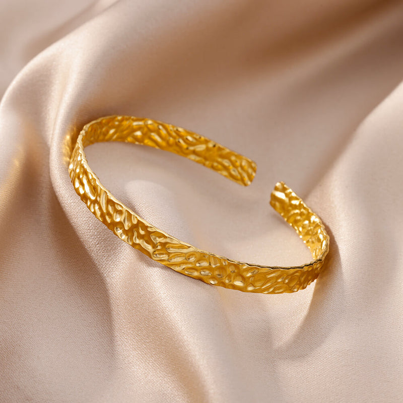 gold adjustable stainless steel cuff bracelet, view 6 - MRSLM