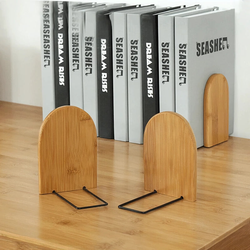bamboo desktop organizer and bookend, view 3 - MRSLM