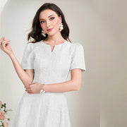 solid color short sleeve dress, view 3 - MRSLM