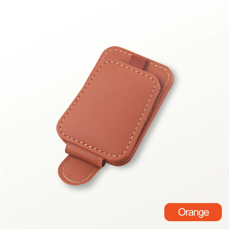 magnetic leather car sunglass holder, view 5 - MRSLM