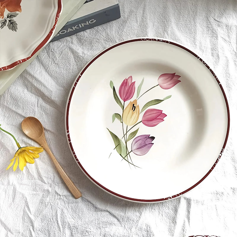 retro rose ceramic plate, view 9 - MRSLM