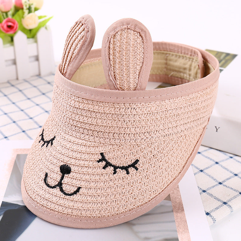kids rabbit straw hat, view 4 - MRSLM