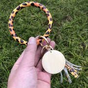 leather tiger zebra fringe bracelet, view 7 - MRSLM