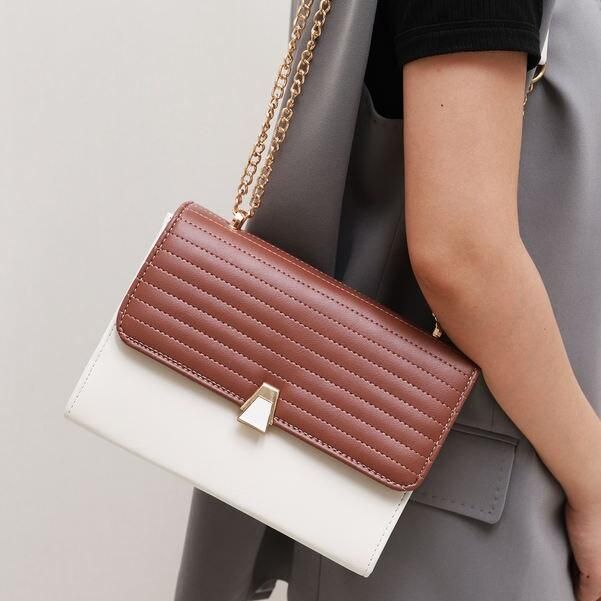 color block quilted shoulder bag, view 6 - MRSLM