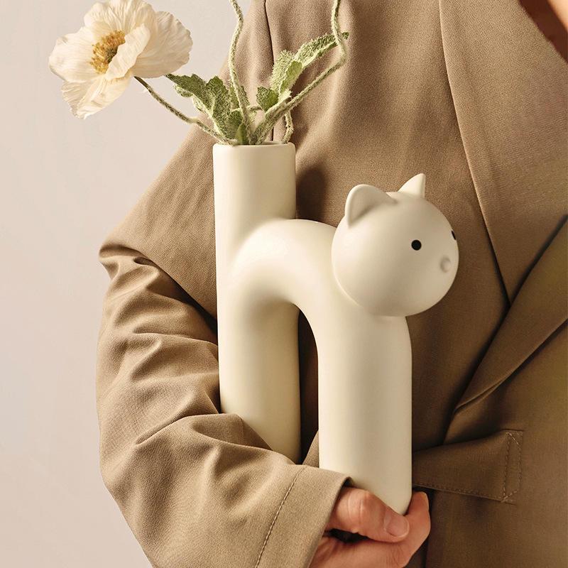 cathead ceramic tube vase - MRSLM