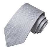 grey plaid silk necktie set for men, view 5 - MRSLM