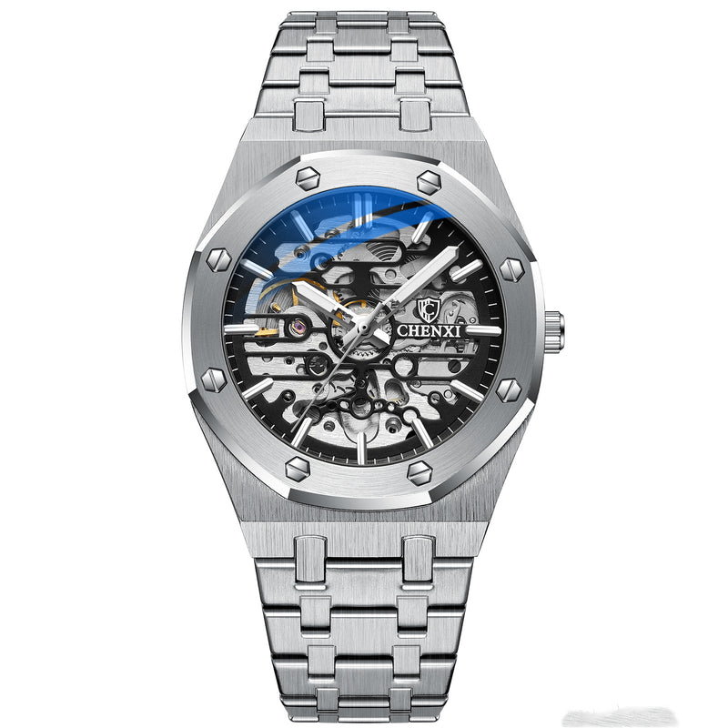 men's octagon skeleton automatic watch, view 6 - MRSLM