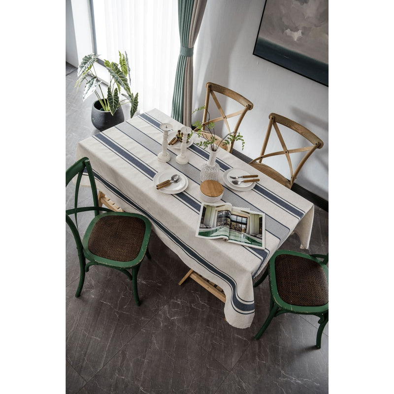 striped cotton linen tablecloth, view 3 - MRSLM