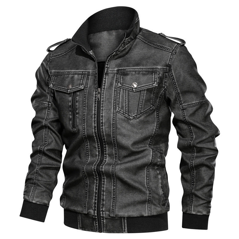 men's PU leather coat, view 4 - MRSLM