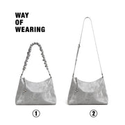women's silver pu shoulder bag, view 7 - MRSLM