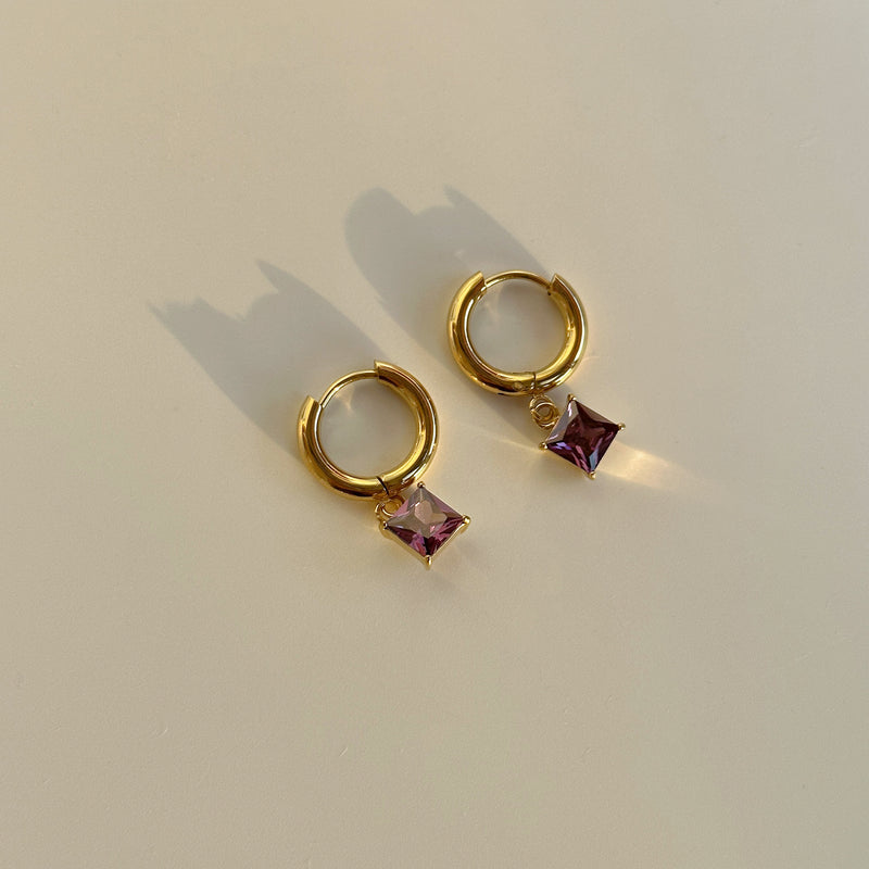 square zircon pendant earrings, view 6 - MRSLM