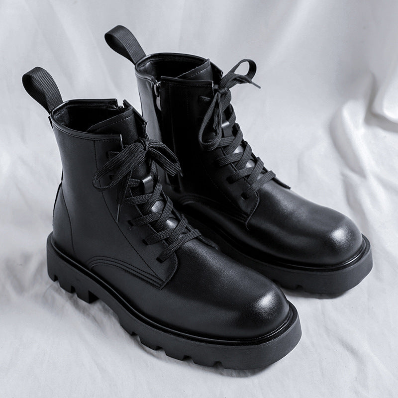 black leather ankle boots with zipper, view 2 - MRSLM