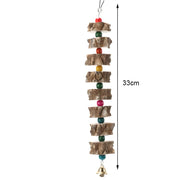 natural wood bird swing with bell, view 3 - MRSLM
