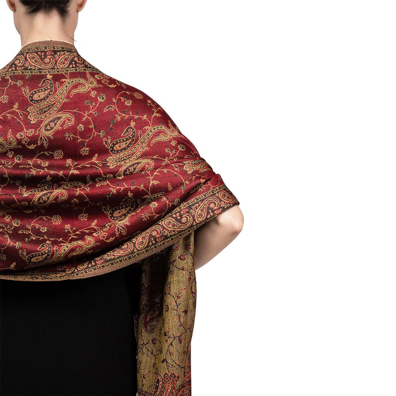 Women's vintage paisley jacquard tassel scarf, view 2 - MRSLM
