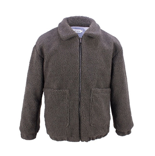 Women's faux shearling plush coat, view 3 - MRSLM