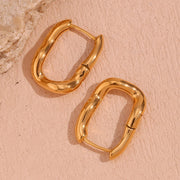 u-shaped gold plated hoop earrings, view 7 - MRSLM