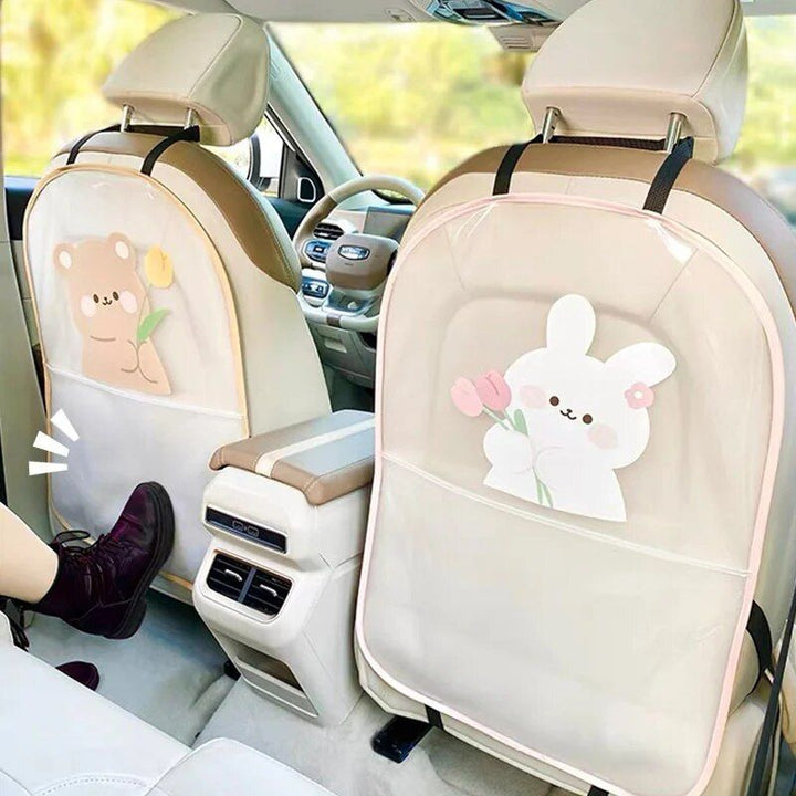 Cute Bear & Rabbit Cartoon Car Seat Kick Mat