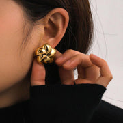gold plated flower stud earrings - MRSLM